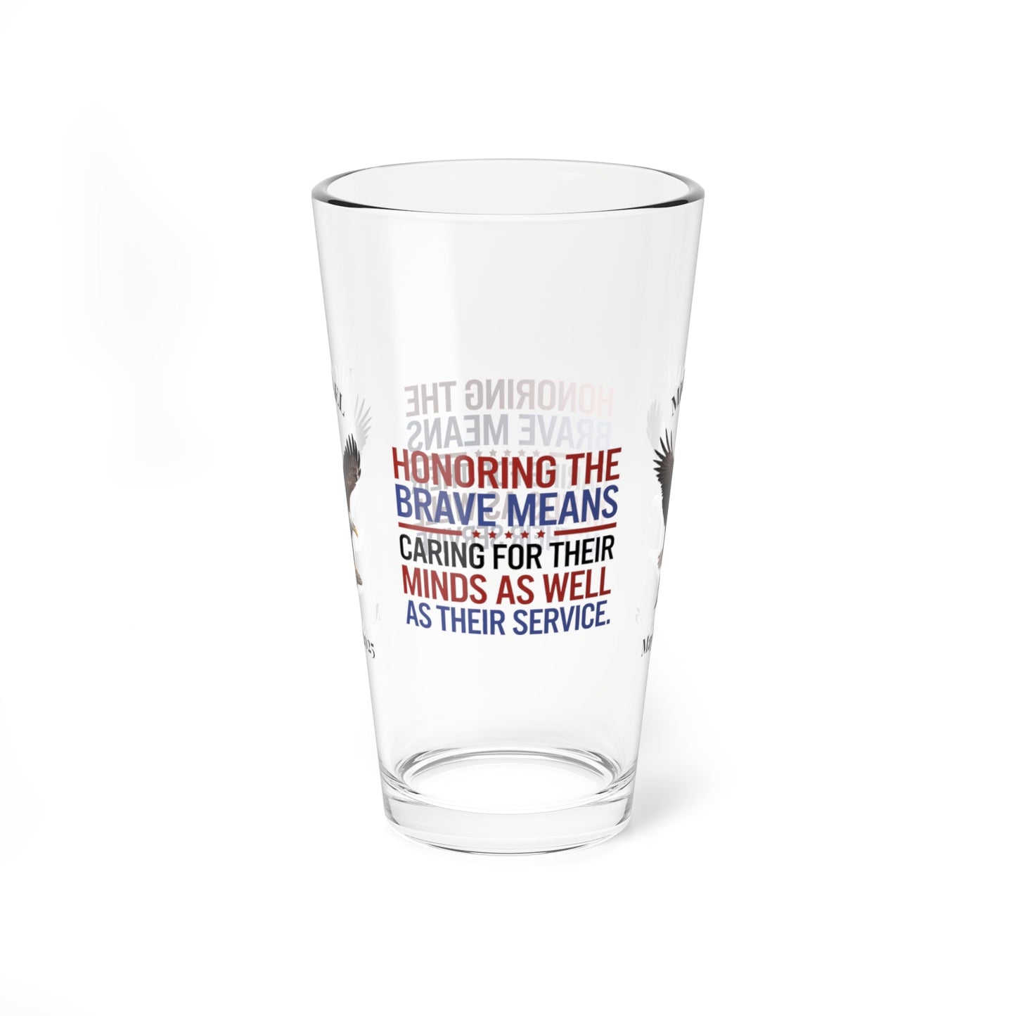 Honoring The Brave pint glass - engraved military gift for veterans, Memorial Day, and PTSD awareness