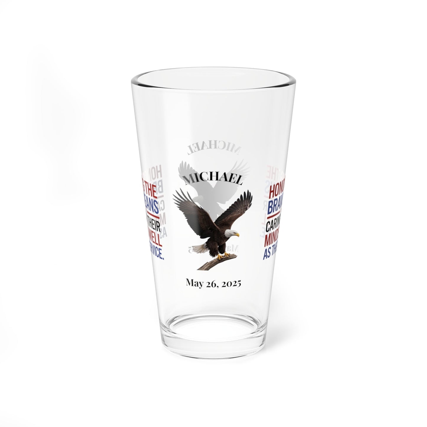 Honoring The Brave pint glass - engraved military gift for veterans, Memorial Day, and PTSD awareness
