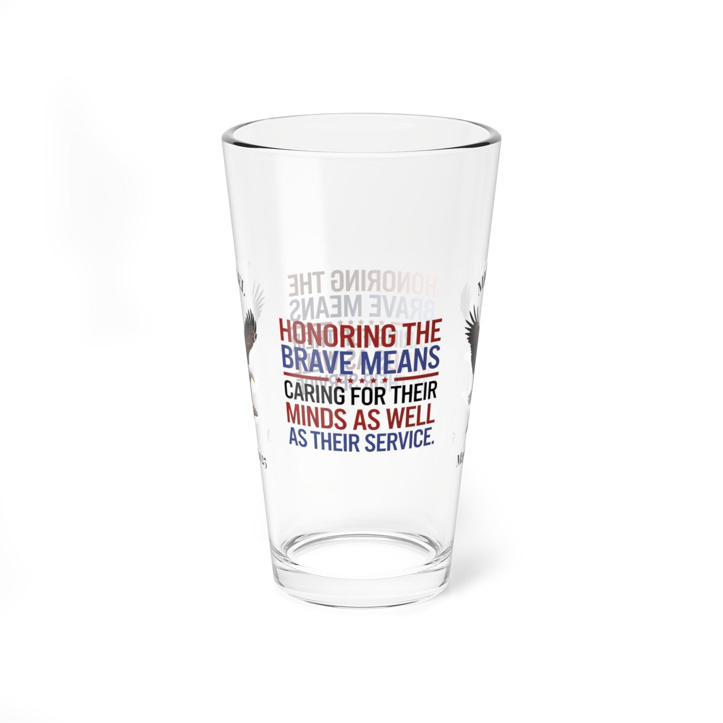Honoring The Brave pint glass - engraved military gift for veterans, Memorial Day, and PTSD awareness