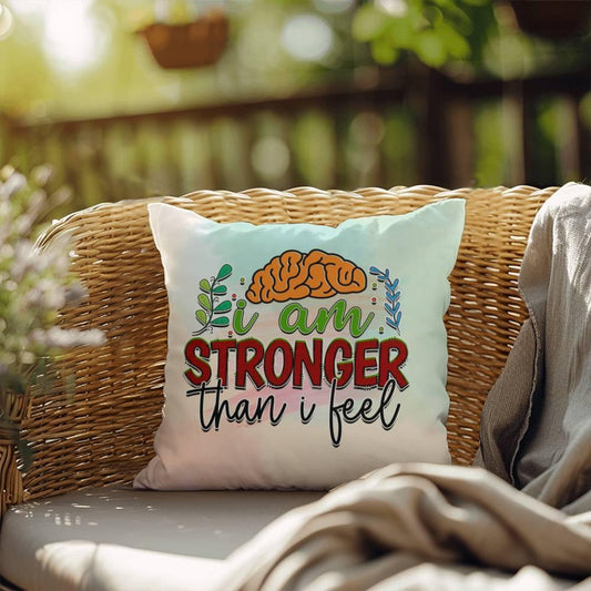 Shop our i am stronger than i feel indoor outdoor pillow featuring the 18" x 18" style option from MySisterIsASurvivor.