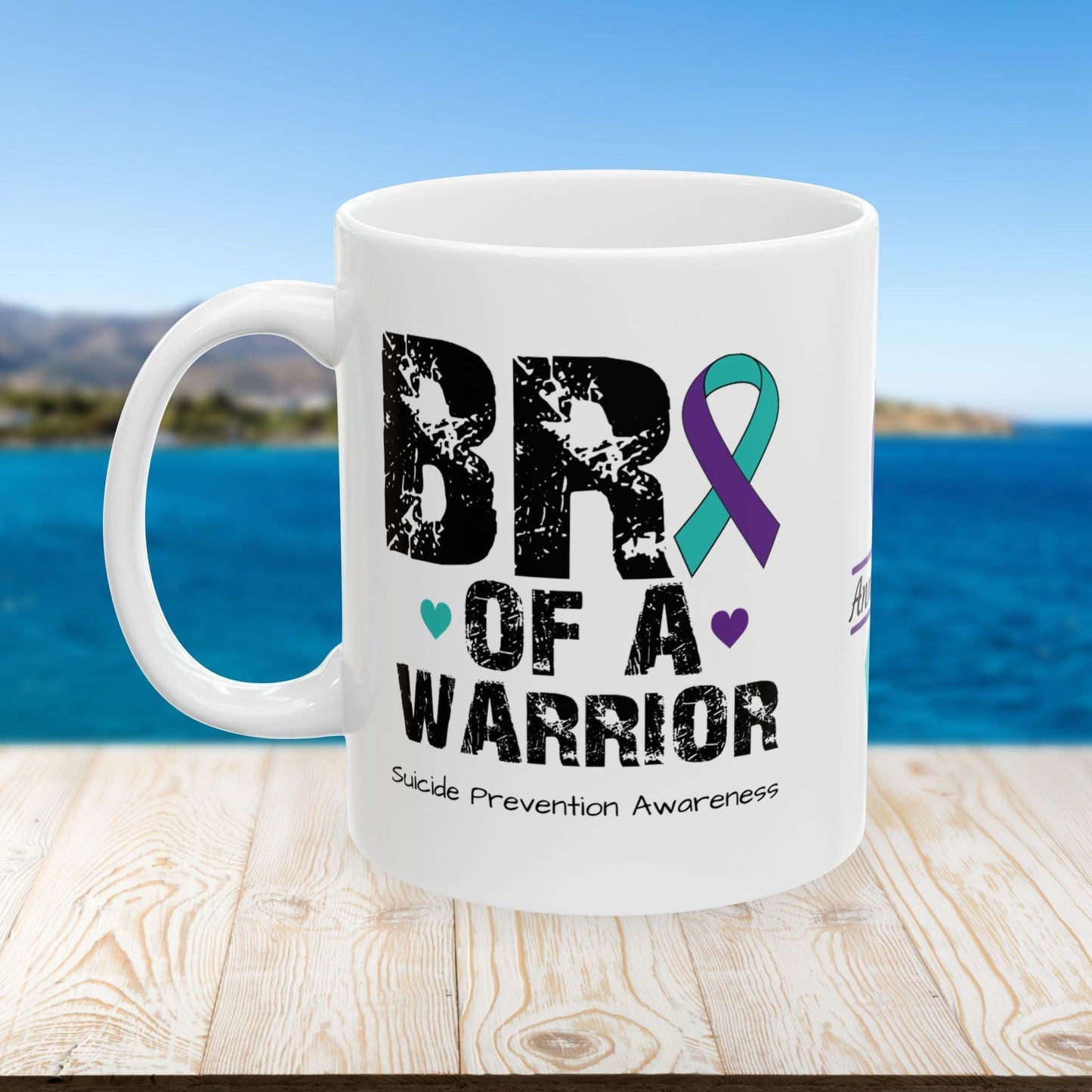 Bro of a Warrior mental health mug - personalized suicide prevention gift for supportive brothers