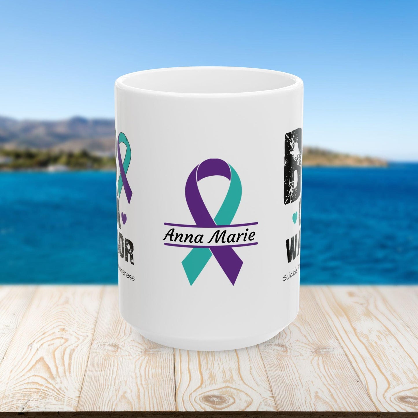 Bro of a Warrior mental health mug - personalized suicide prevention gift for supportive brothers