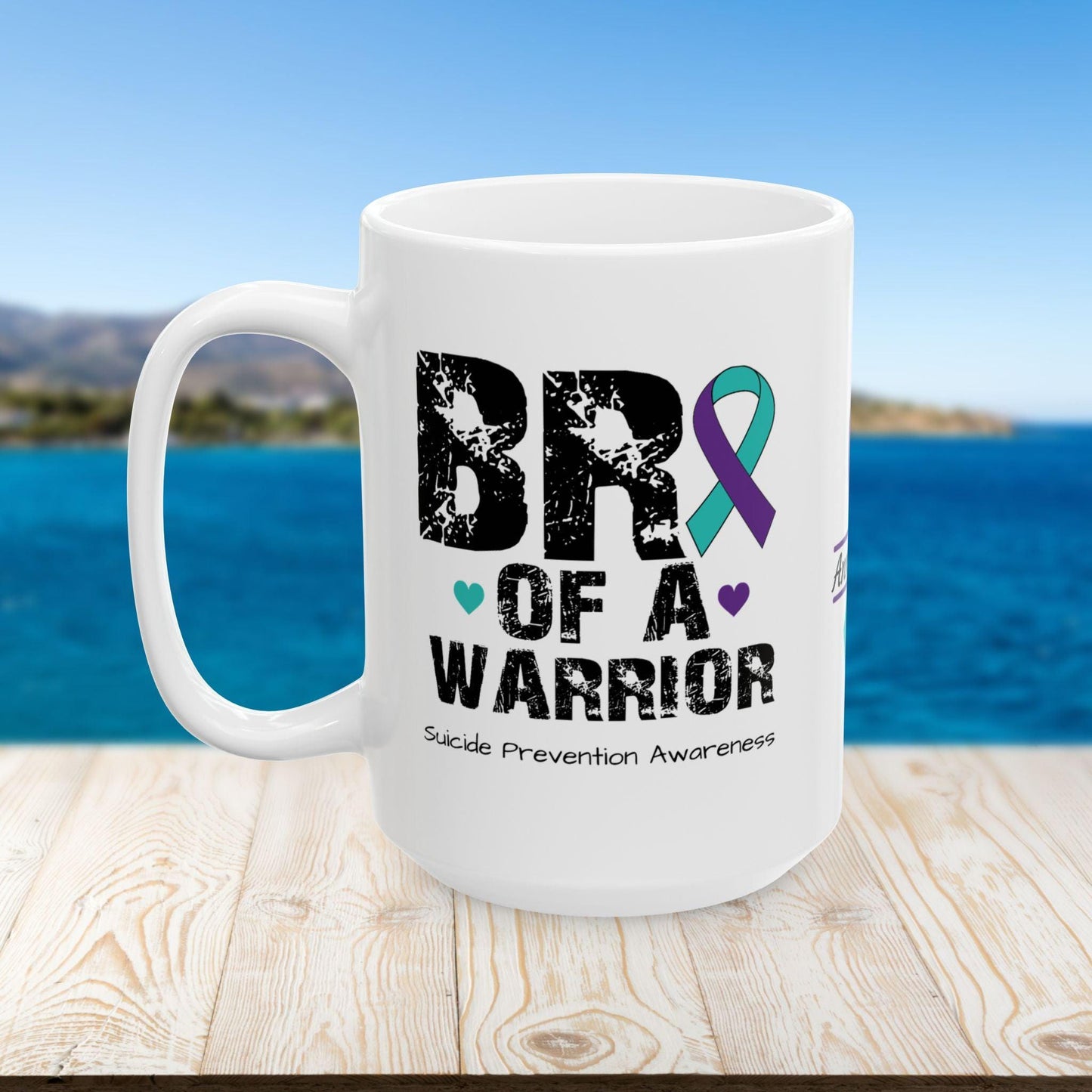 Bro of a Warrior mental health mug - personalized suicide prevention gift for supportive brothers