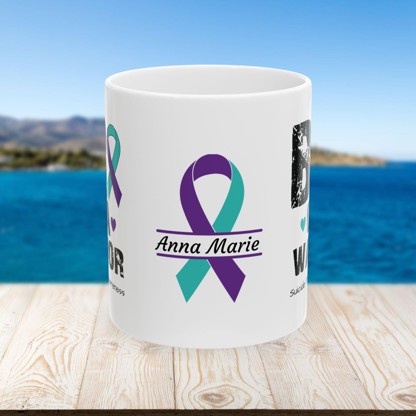 Bro of a Warrior mental health mug - personalized suicide prevention gift for supportive brothers