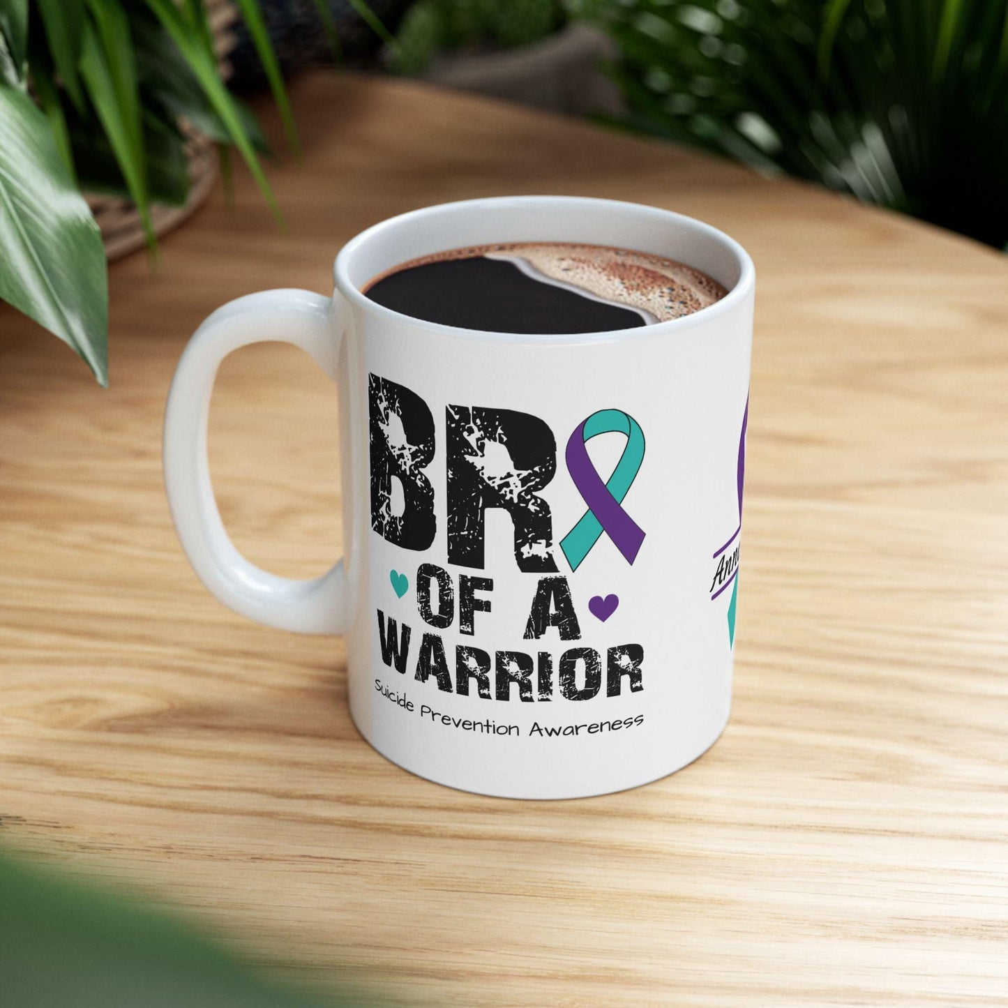 Bro of a Warrior mental health mug - personalized suicide prevention gift for supportive brothers