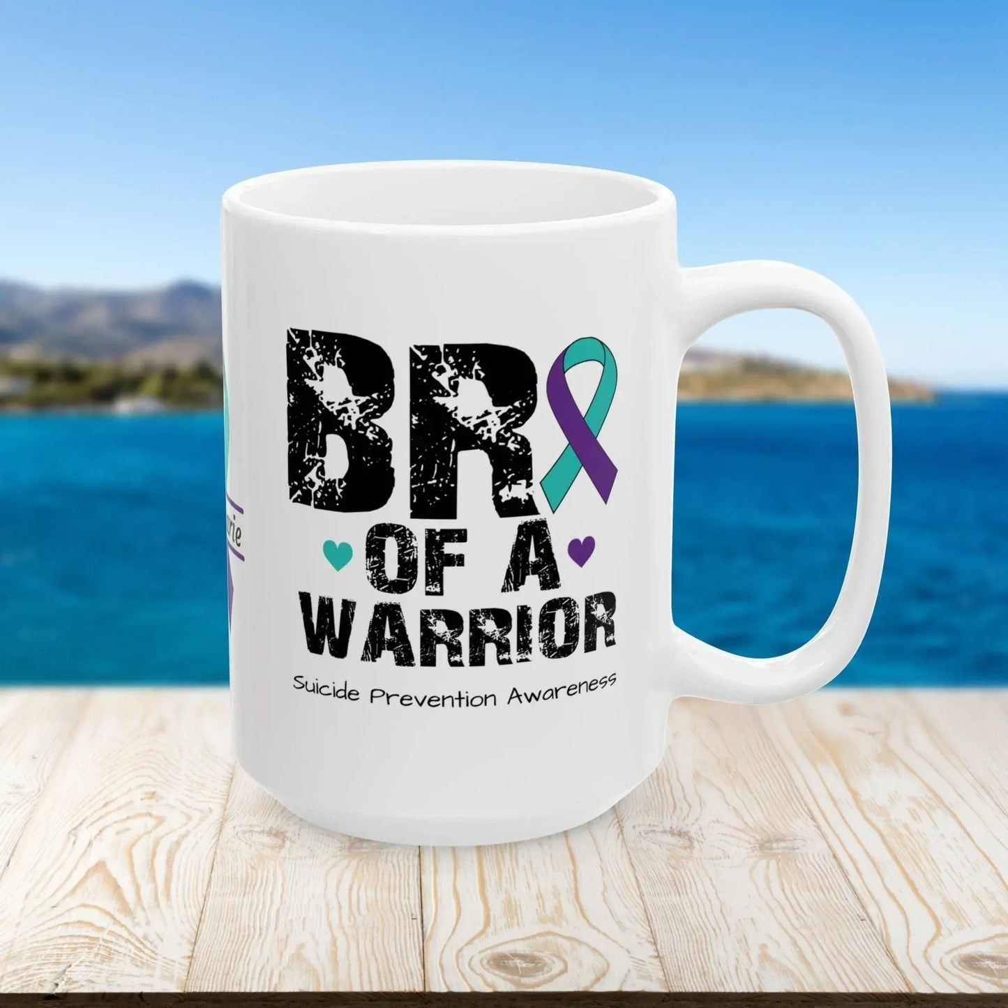 Shop our premium bro of a warrior suicide prevention awareness ceramic mug 11oz 15oz from MySisterIsASurvivor.