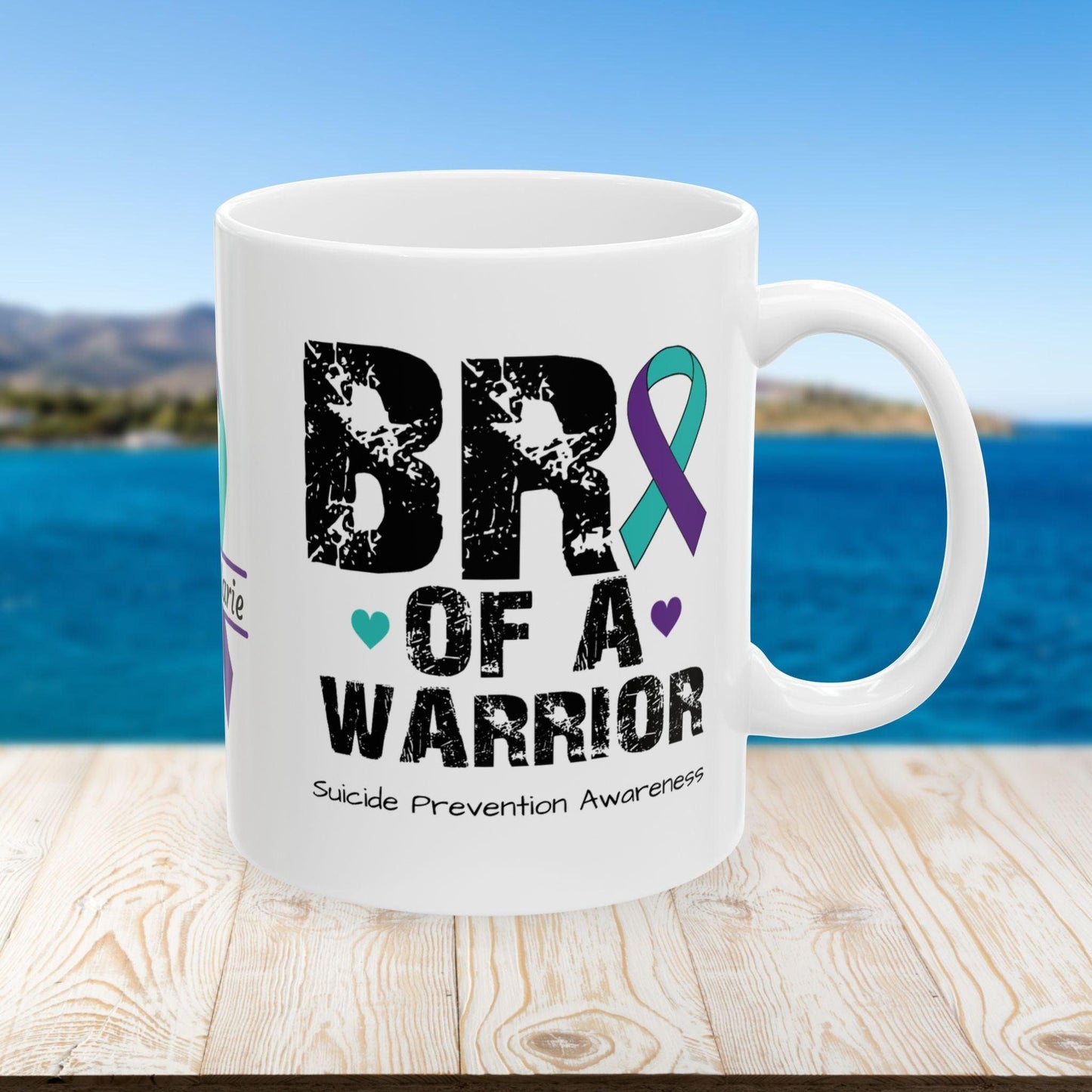 Bro of a Warrior mental health mug - personalized suicide prevention gift for supportive brothers