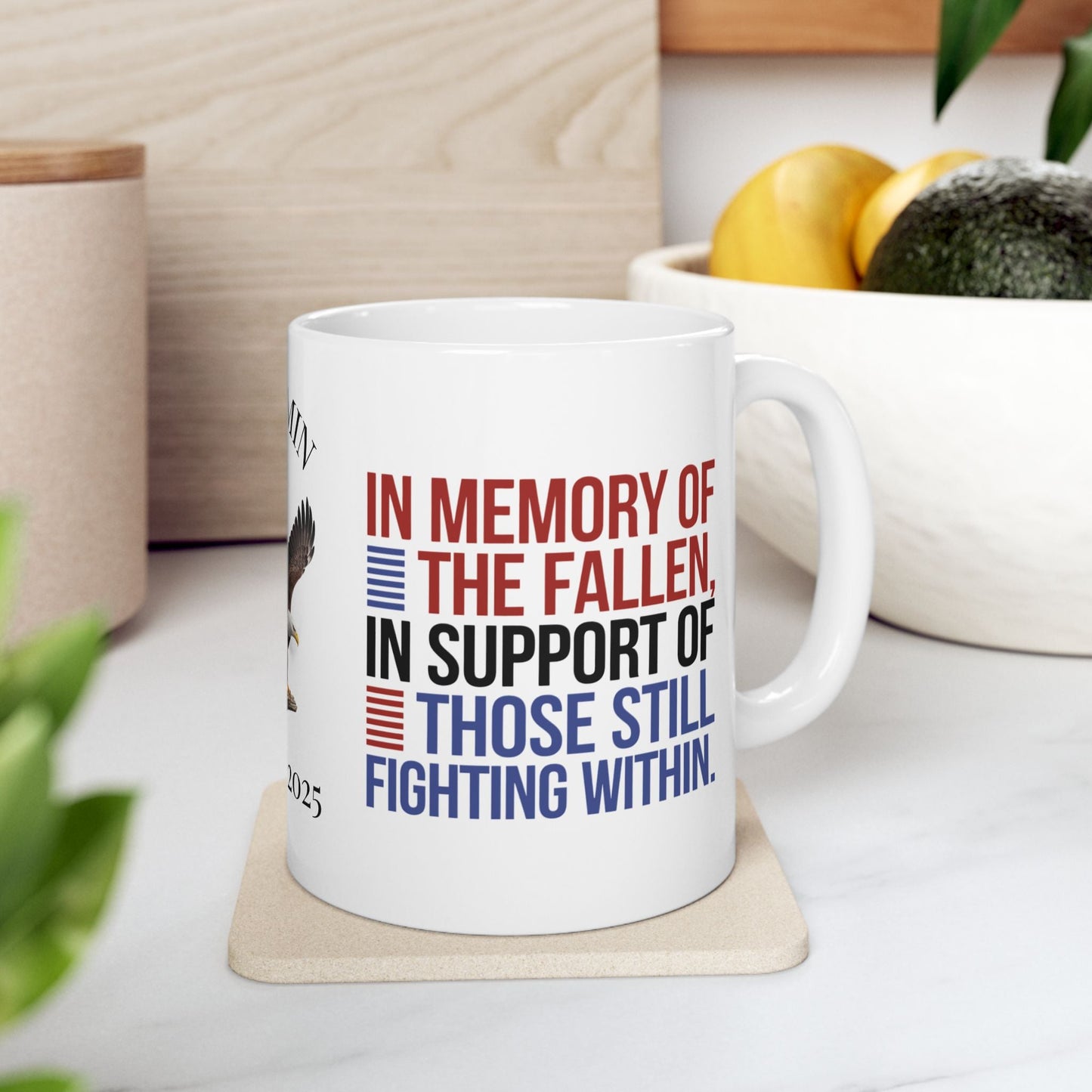 In Memory of the Fallen Memorial Day mug - PTSD support, military loss tribute