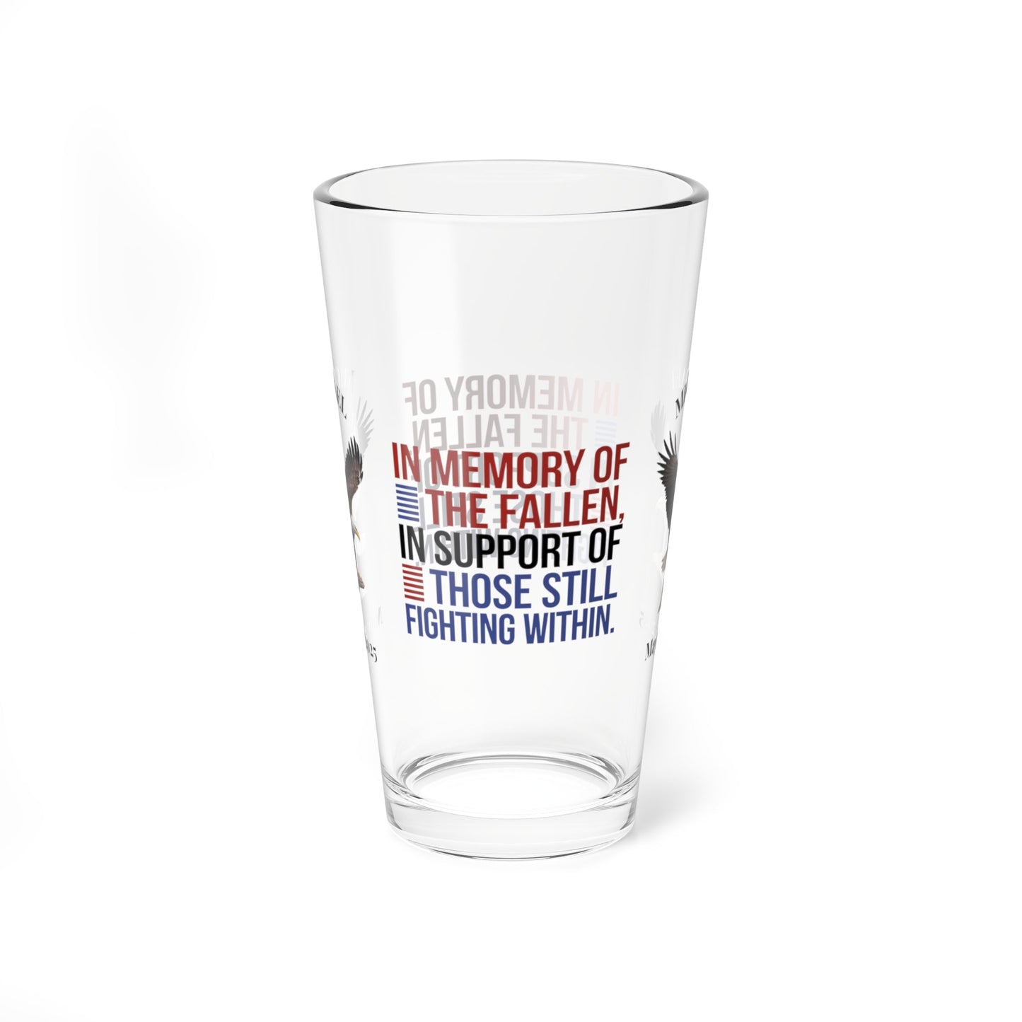 In Memory Of The Fallen pint glass - patriotic barware gift for Memorial Day and veteran remembrance