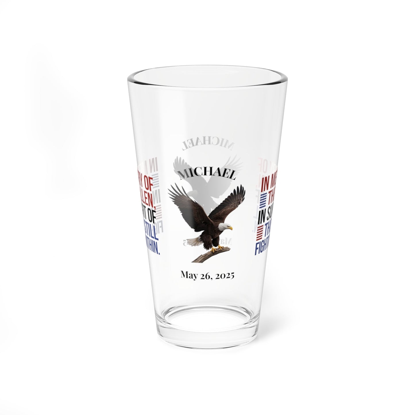 In Memory Of The Fallen pint glass - patriotic barware gift for Memorial Day and veteran remembrance