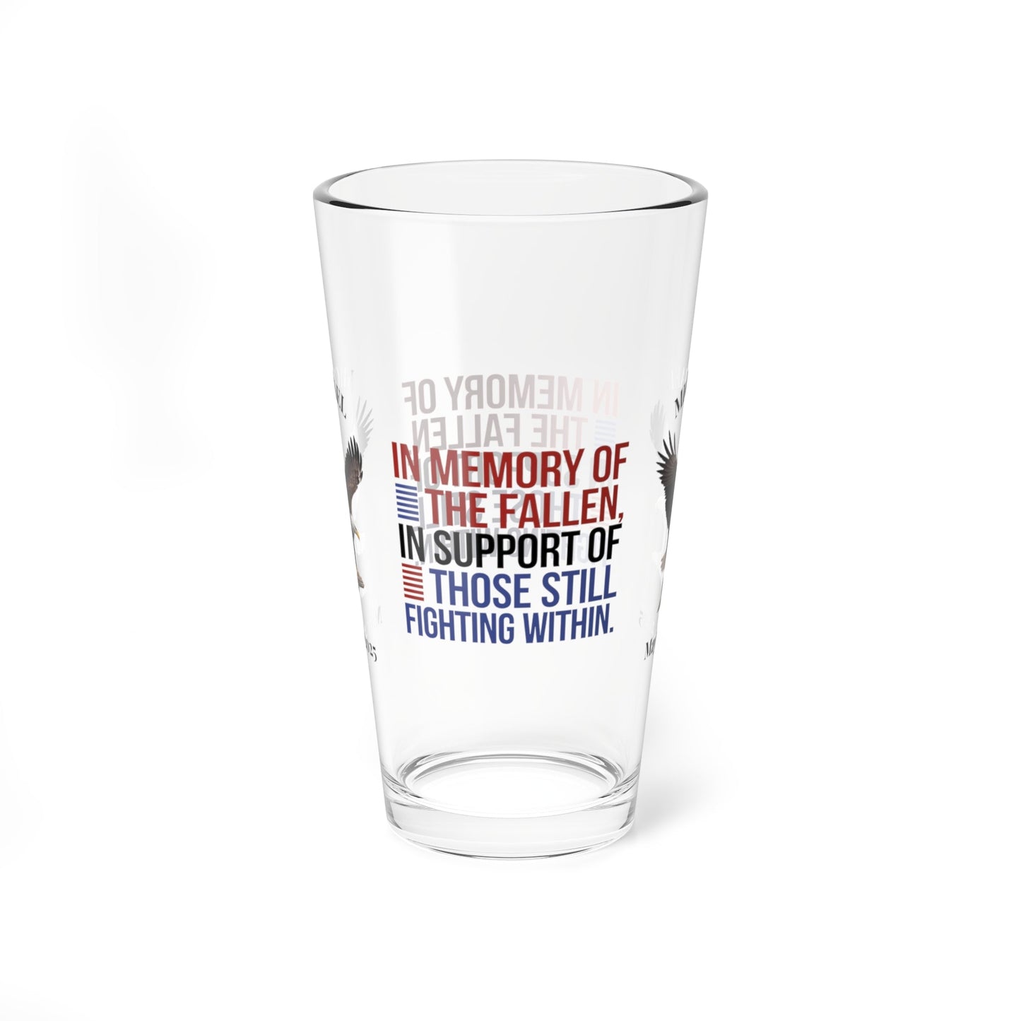 In Memory Of The Fallen pint glass - patriotic barware gift for Memorial Day and veteran remembrance