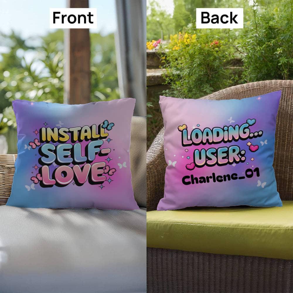 Shop our premium install self love indoor outdoor pillow from MySisterIsASurvivor.
