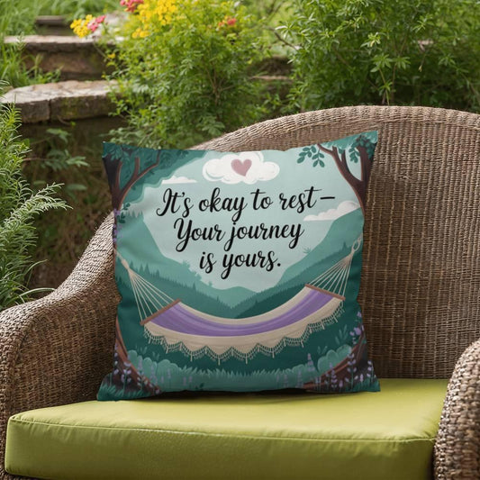 Shop our its okay to rest self care pillow featuring the 18" x 18" style option from MySisterIsASurvivor.
