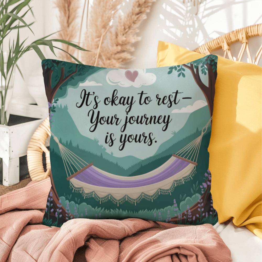 It's Okay To Rest - Your Journey Is Yours: Indoor/Outdoor Pillow Self-Care for Relaxation, Mindfulness & Emotional Wellness