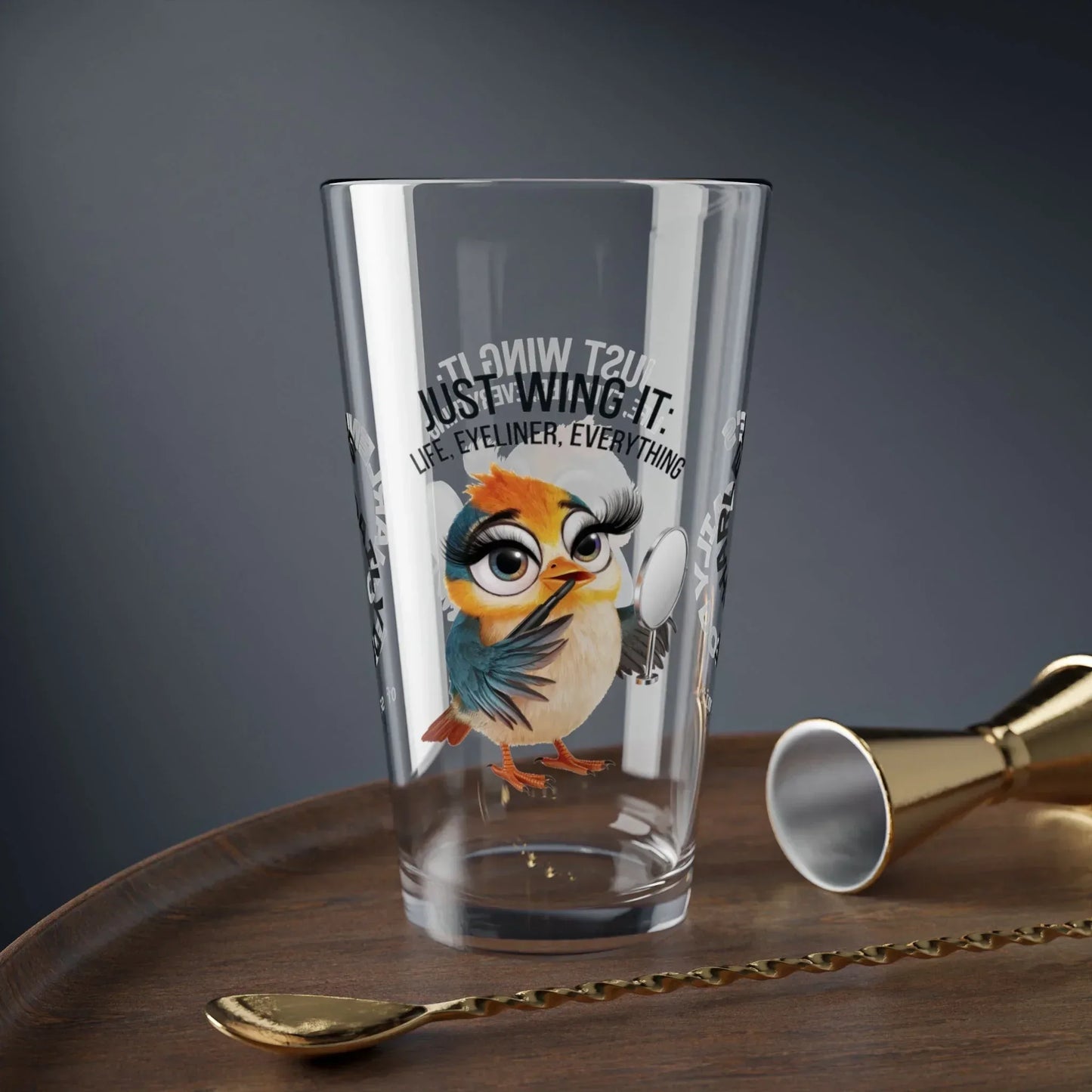 "Just Wing It" indoor/outdoor pillow, personalized cushion for anxiety relief and mental health support.