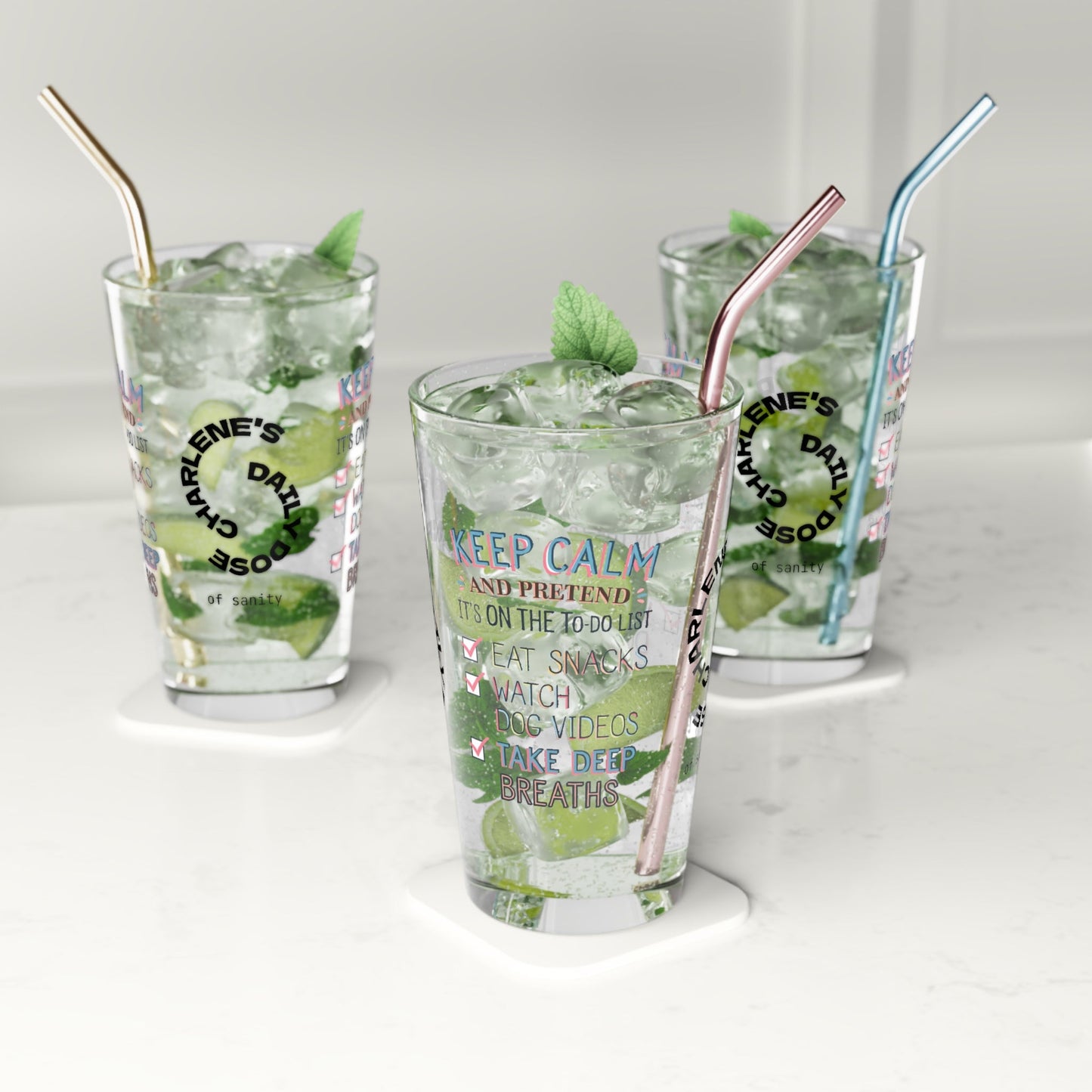Keep Calm And Pretend - Personalized Funny Pint Glass, Sassy Drinkware with Attitude, Daily Dose of Attitude and Humor