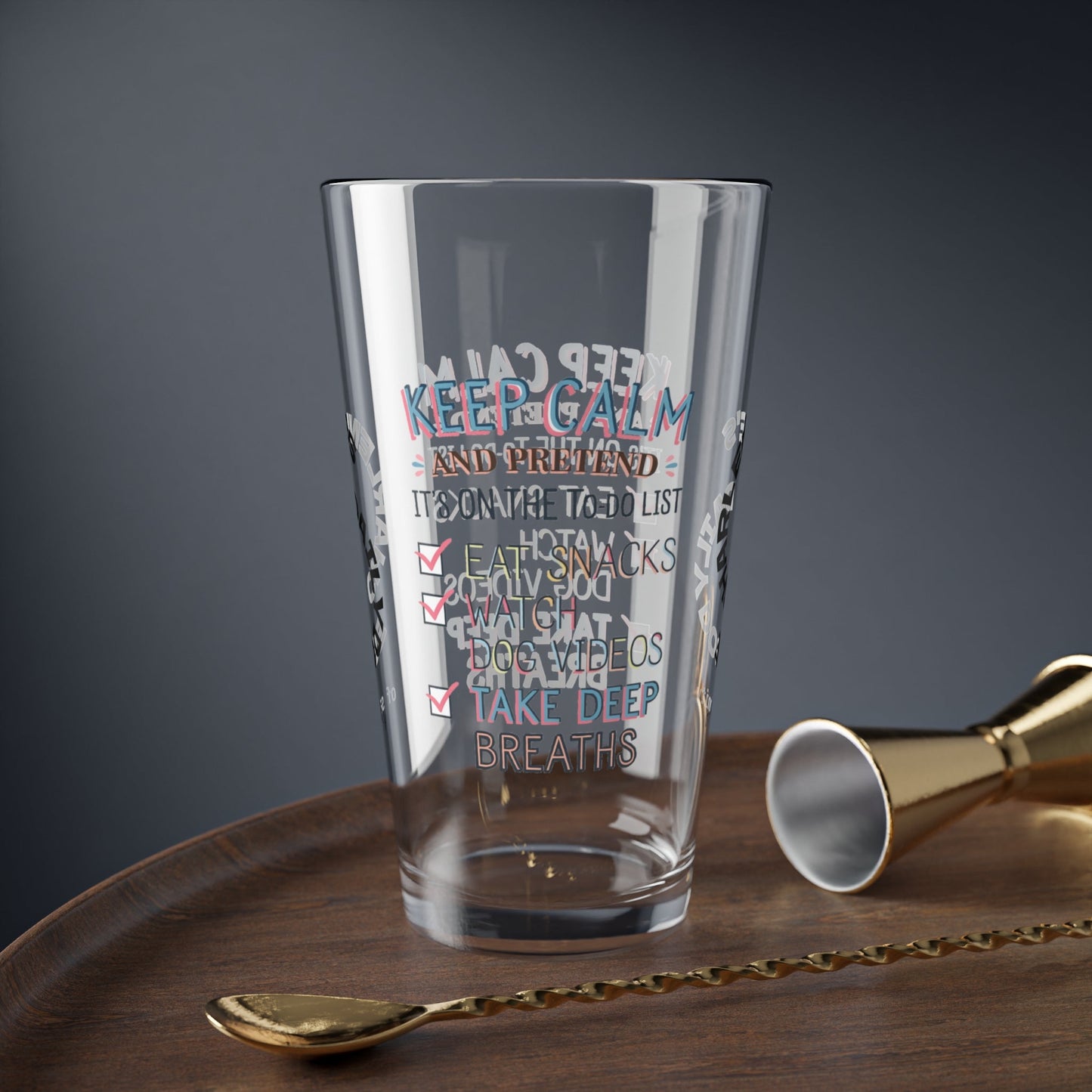 Keep Calm And Pretend - Personalized Funny Pint Glass, Sassy Drinkware with Attitude, Daily Dose of Attitude and Humor