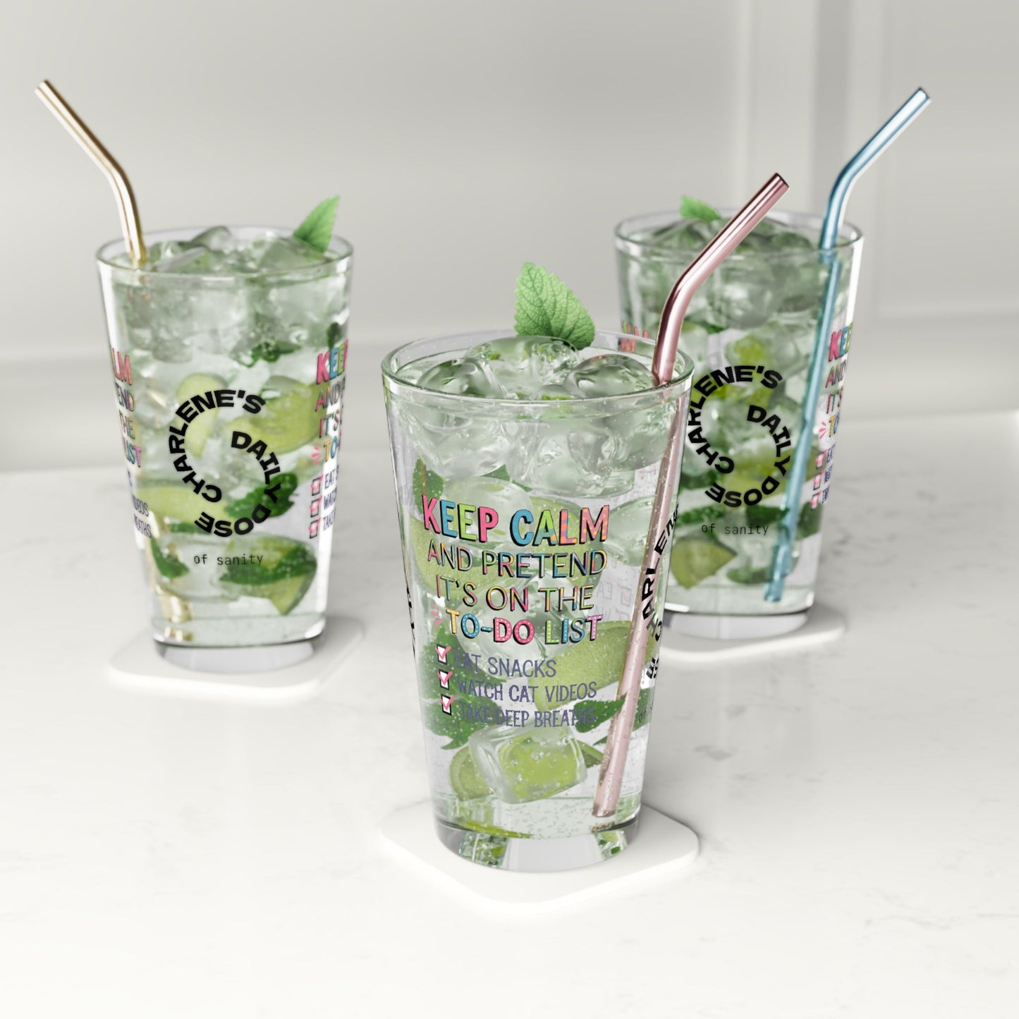 Keep Calm And Pretend - Personalized Funny Pint Glass, Sassy Drinkware with Attitude, Daily Dose of Attitude and Humor