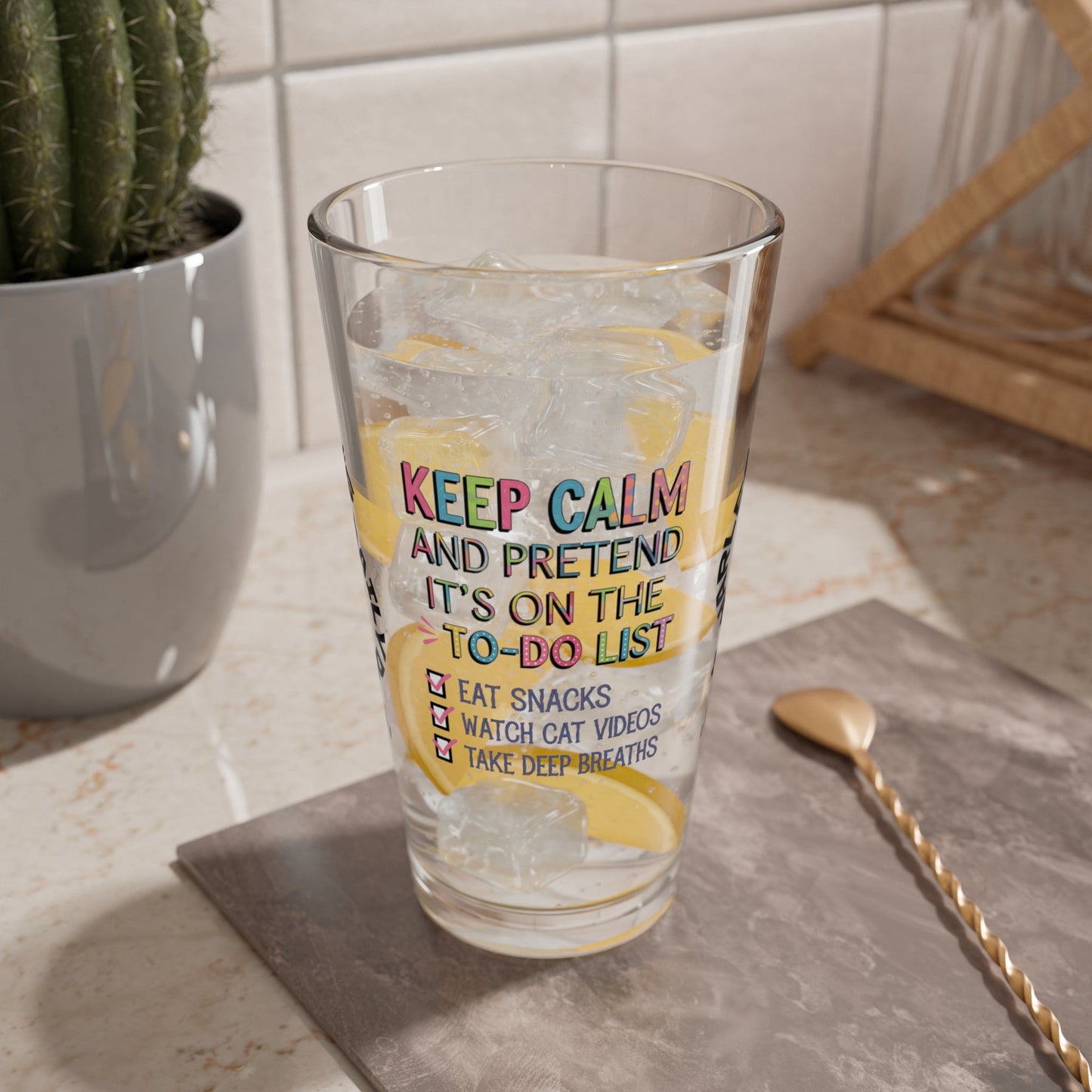 Keep Calm And Pretend - Personalized Funny Pint Glass, Sassy Drinkware with Attitude, Daily Dose of Attitude and Humor