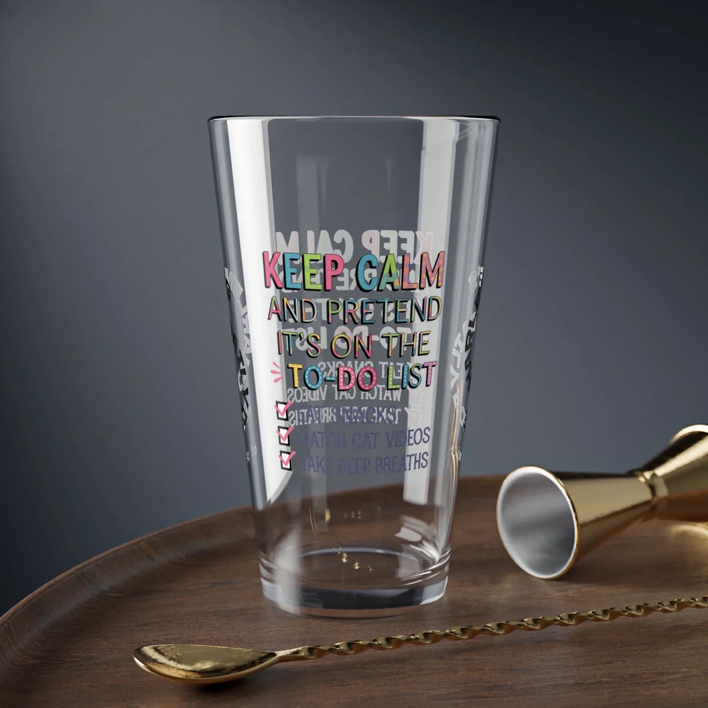 Shop our premium keep calm and pretend pint glass from MySisterIsASurvivor.