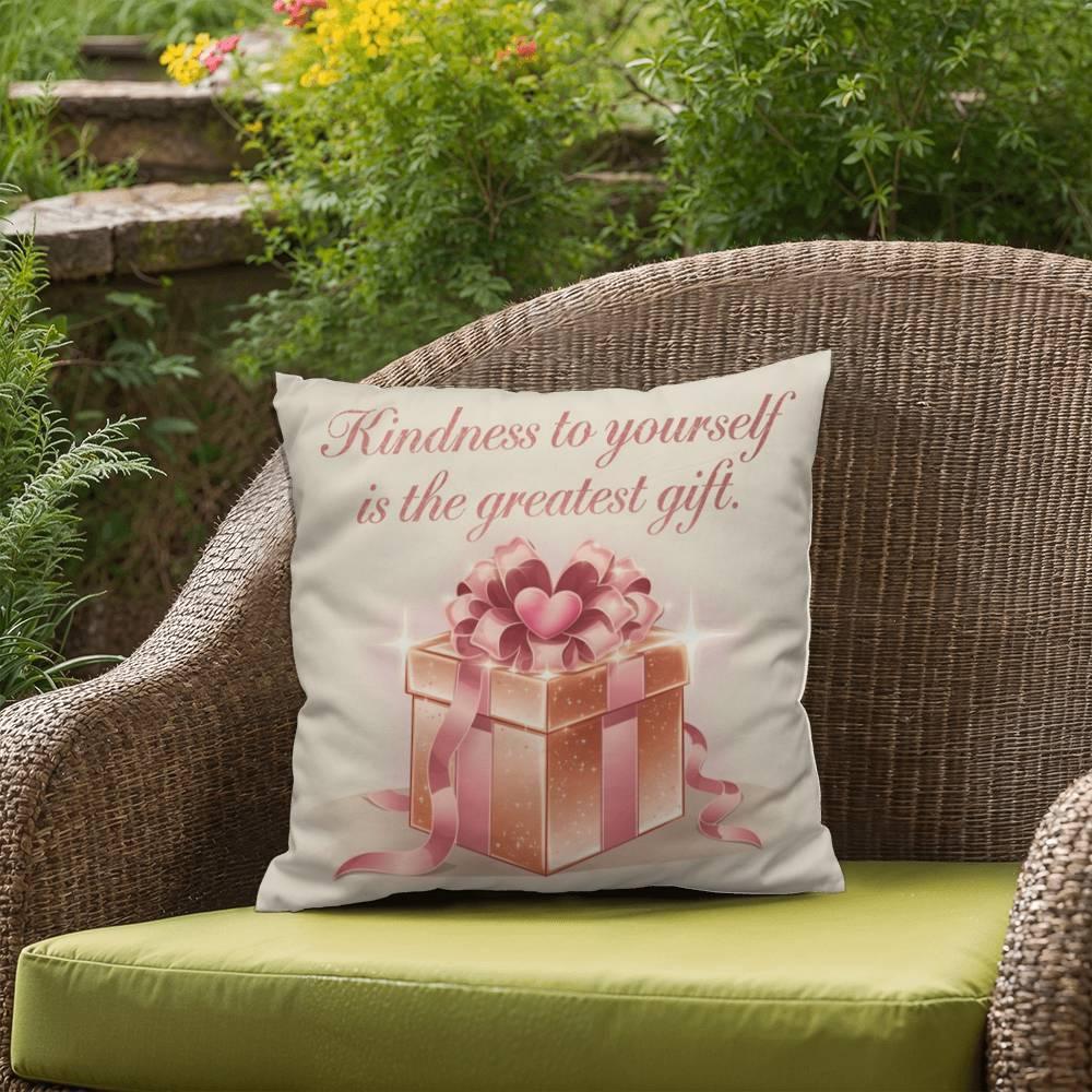 Shop our premium kindness to yourself self care pillow from MySisterIsASurvivor.
