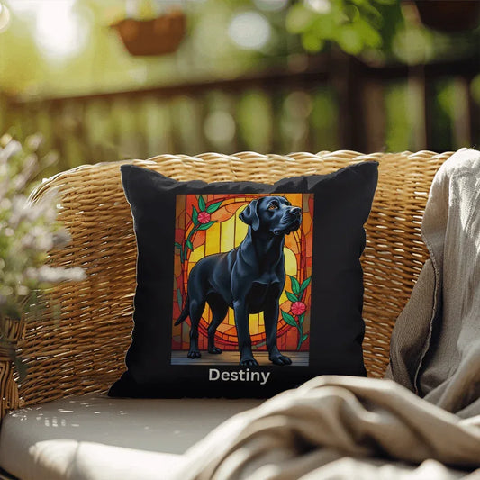 Shop our labrador retriever black indoor outdoor pillow featuring the 18" x 18" style option from MySisterIsASurvivor.