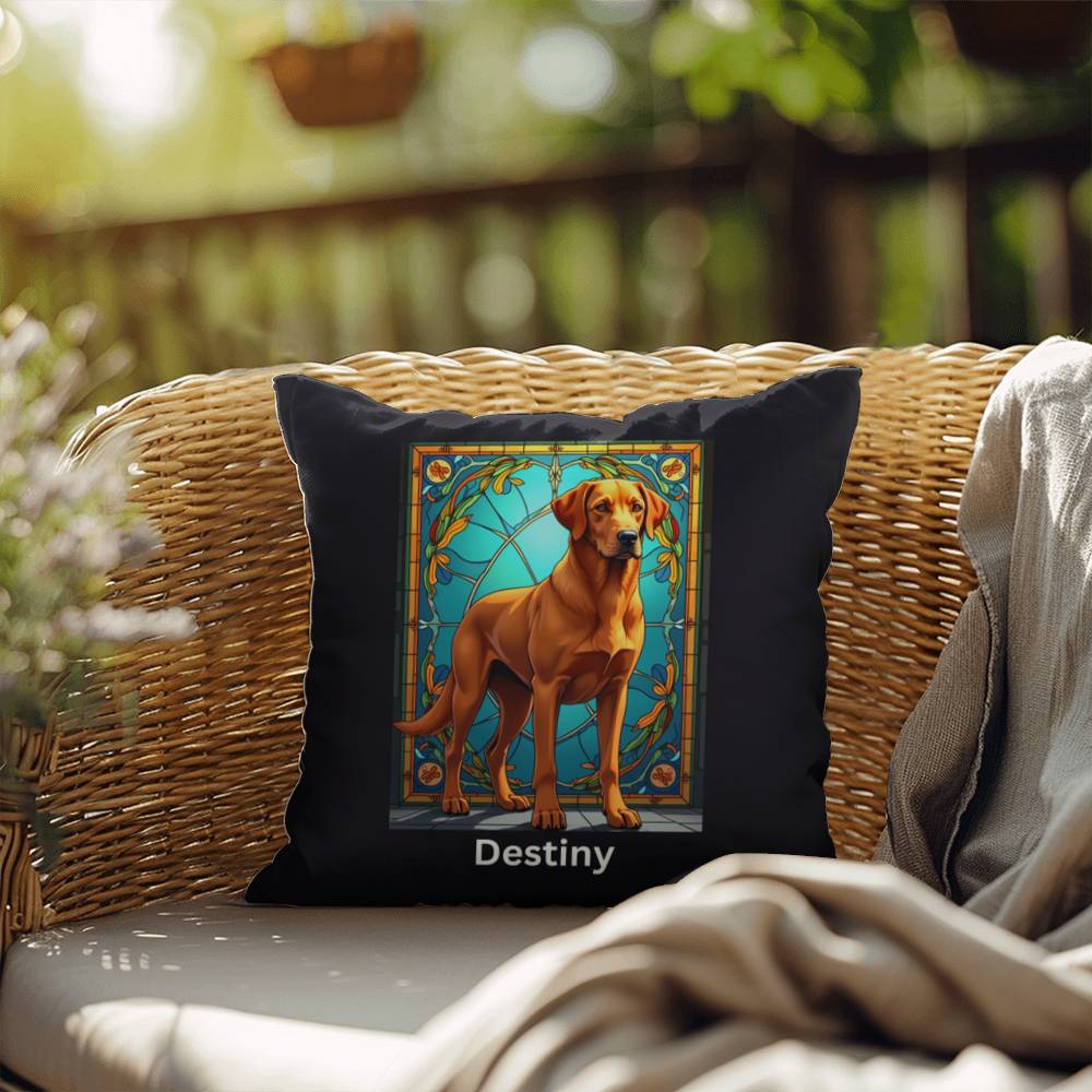 Fox Red Labrador Retriever Pillow, personalized stained glass dog art for pet homes
