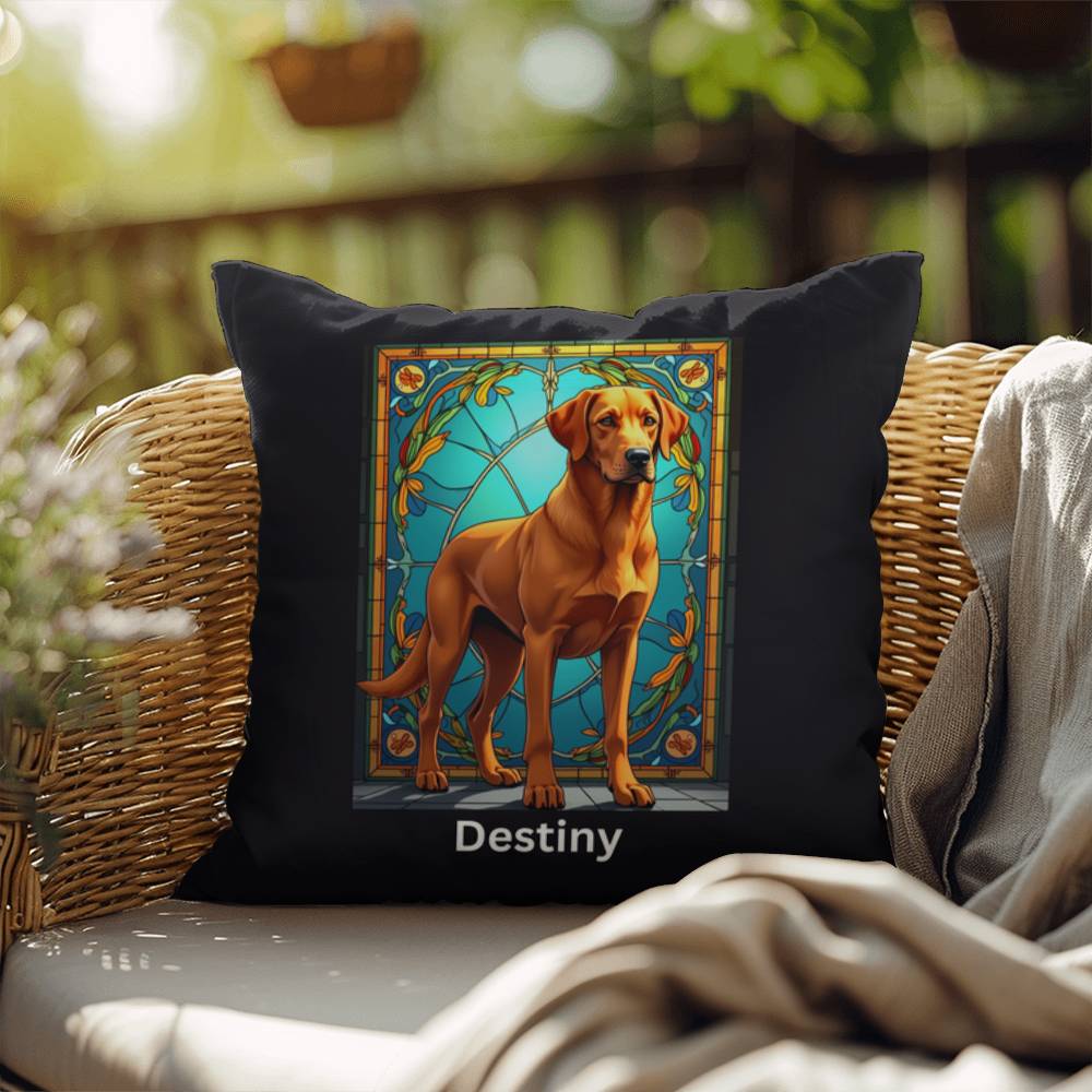 Fox Red Labrador Retriever Pillow, personalized stained glass dog art for pet homes