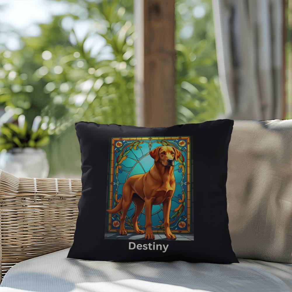 Fox Red Labrador Retriever Pillow, personalized stained glass dog art for pet homes