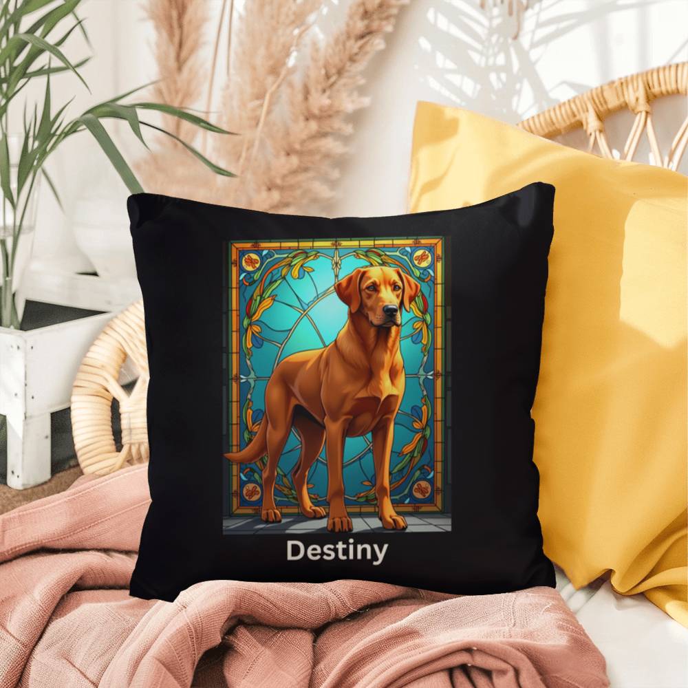 Fox Red Labrador Retriever Pillow, personalized stained glass dog art for pet homes