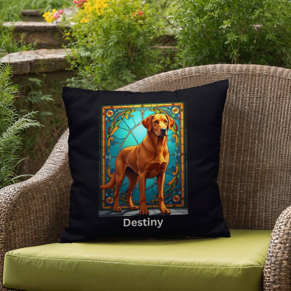 Fox Red Labrador Retriever Pillow, personalized stained glass dog art for pet homes