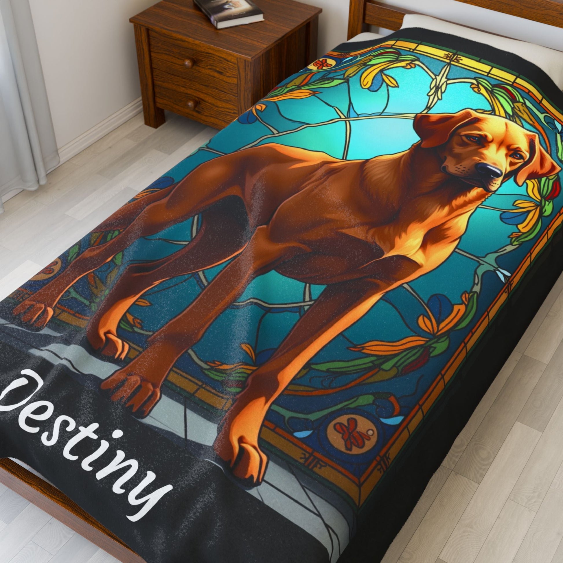 Labrador Retriever Fox Red Coat Blanket, Velveteen Plush Custom Dog Art Throw, Unique Gift for Lab Lovers