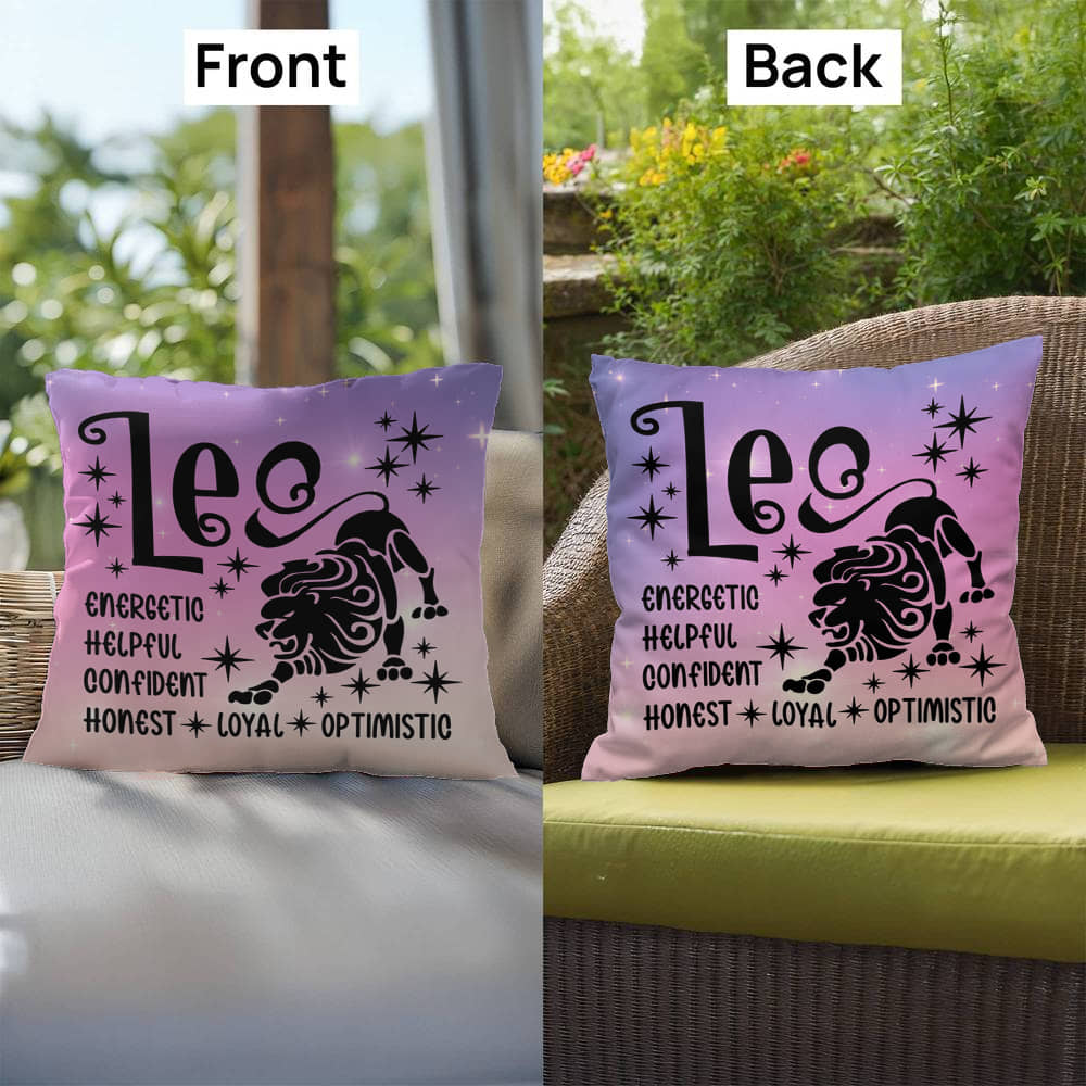 Leo zodiac pillow with bold sun sign style for celestial home decor