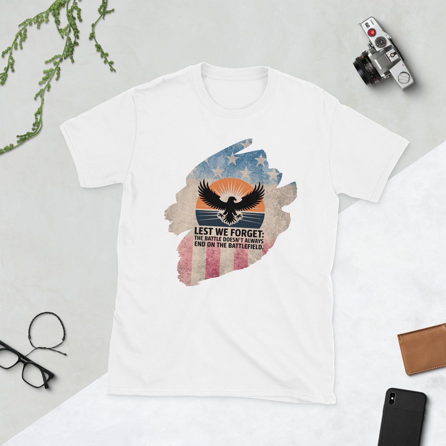 Lest We Forget T-Shirt | Veteran Tribute Gift | PTSD Awareness Shirt | Memorial Day Tee | Mental Health Support Unisex Shirt
