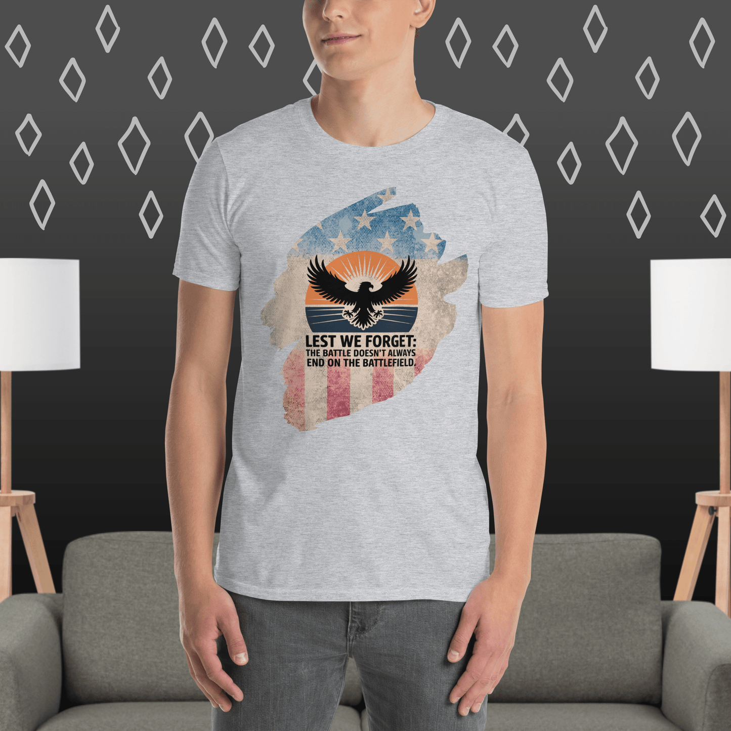 Lest We Forget T-Shirt | Veteran Tribute Gift | PTSD Awareness Shirt | Memorial Day Tee | Mental Health Support Unisex Shirt