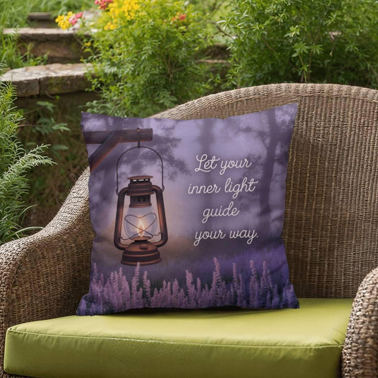Shop our let your inner light guide your way self care pillow featuring the 18" x 18" style option from MySisterIsASurvivor.