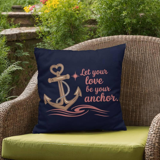 Shop our let your love be your anchor self care pillow featuring the 18" x 18" style option from MySisterIsASurvivor.