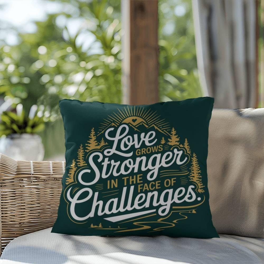 Shop our premium love grows stronger in the face self care pillow from MySisterIsASurvivor.