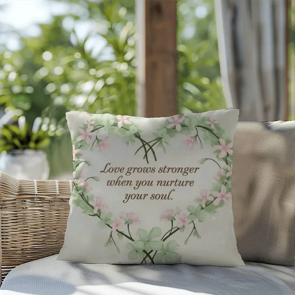 Shop our premium love grows stronger self care pillow from MySisterIsASurvivor.