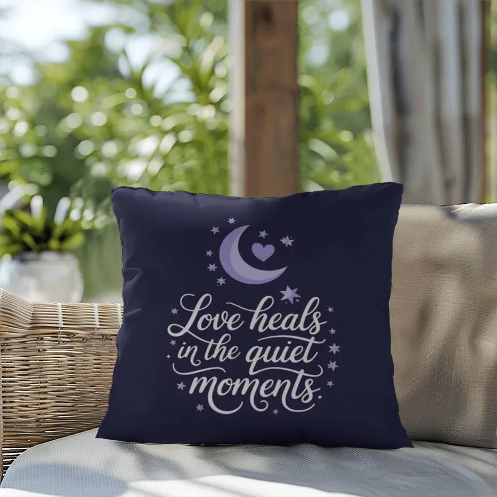 Shop our premium love heals in the quiet moments self care pillow from MySisterIsASurvivor.