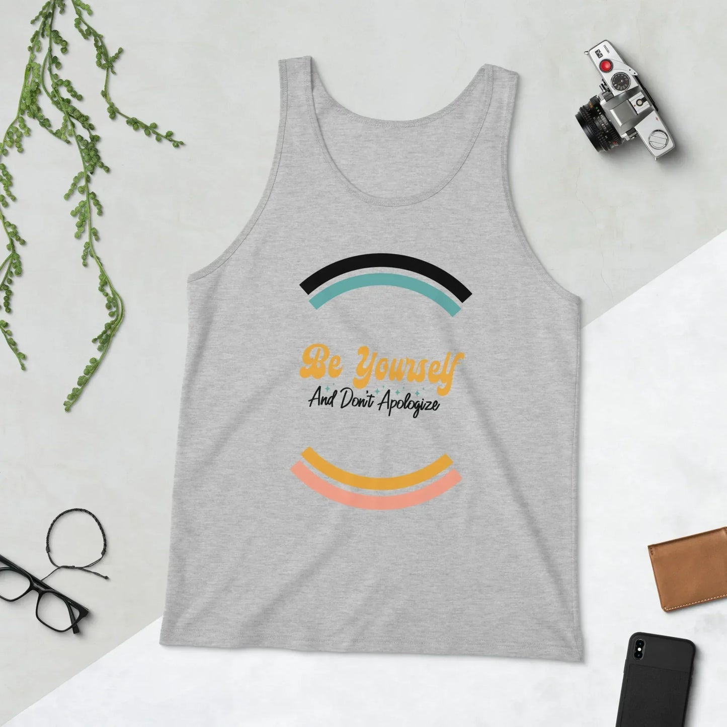 Shop our be yourself retro unisex jersey tank featuring the Athletic Heather style option from MySisterIsASurvivor.
