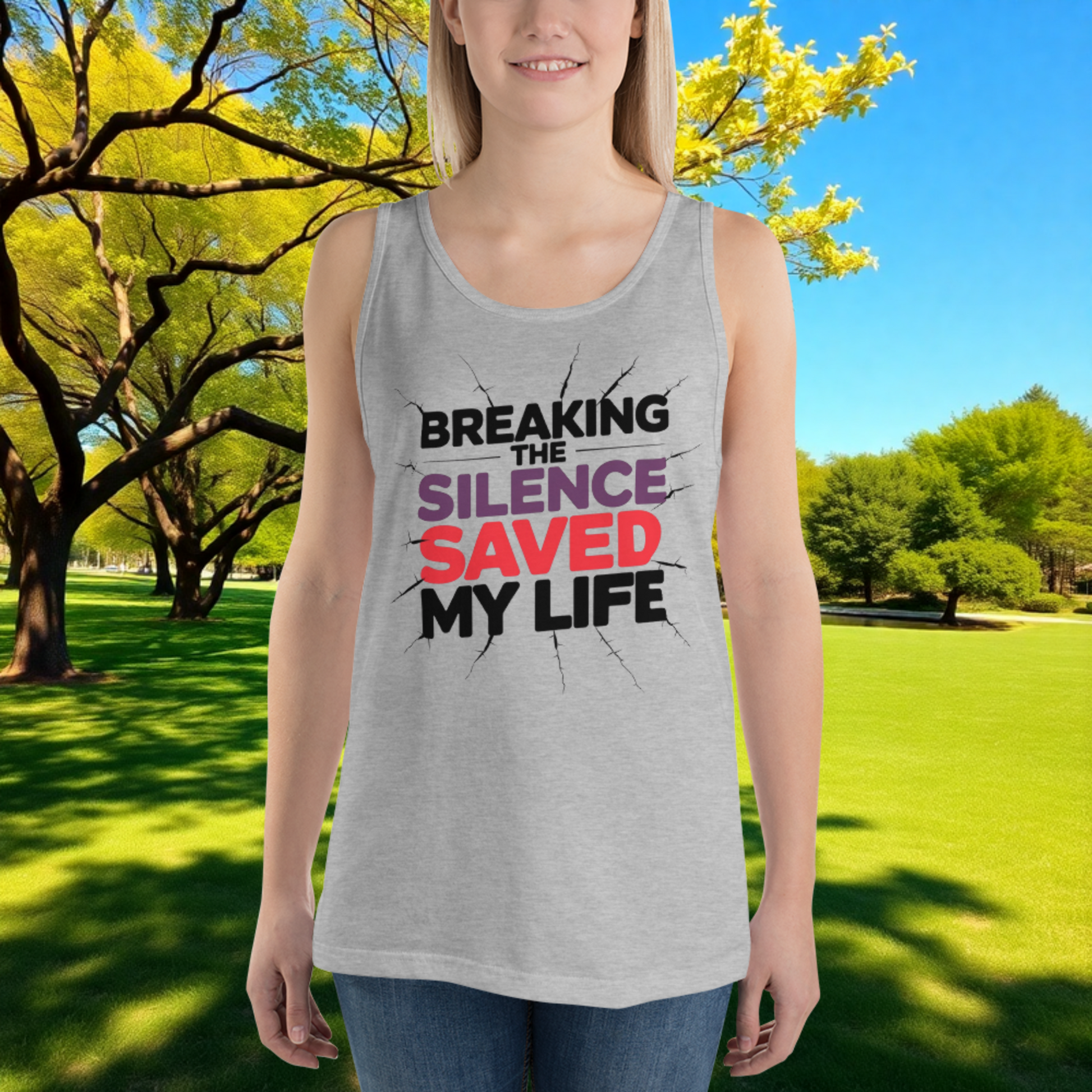 Breaking the Silence Saved My Life quote unisex tank top, survivor empowerment shirt for domestic violence awareness