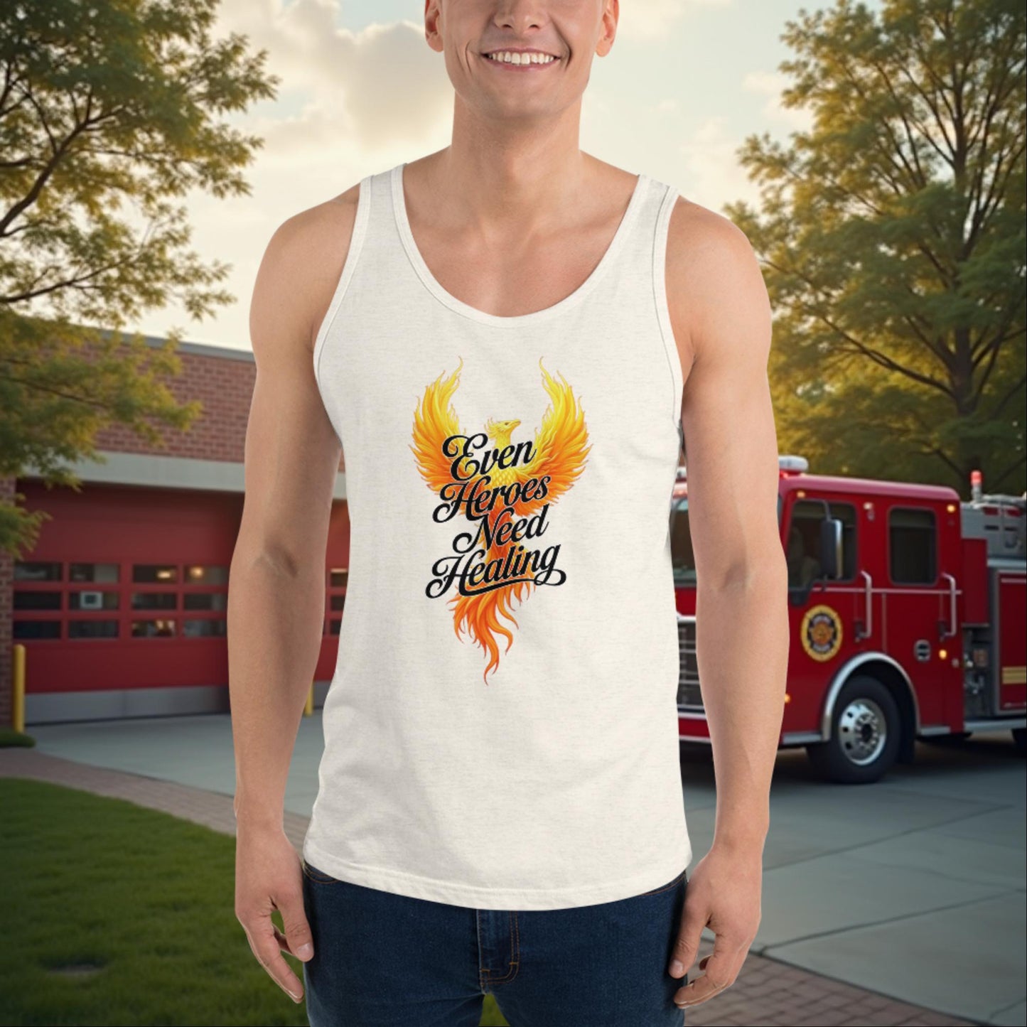 Even Heroes Need Healing personalized firefighter recovery shirt for emotional and mental health support