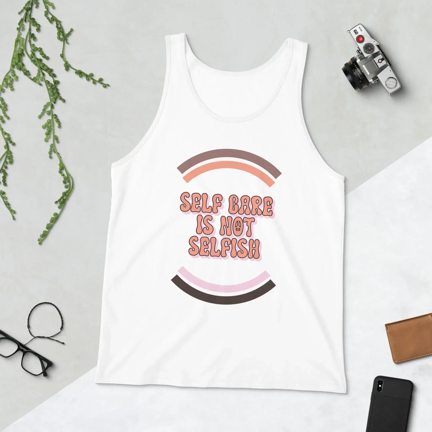 Shop our self care is not selfish retro unisex jersey tank featuring the Athletic Heather style option from MySisterIsASurvivor.