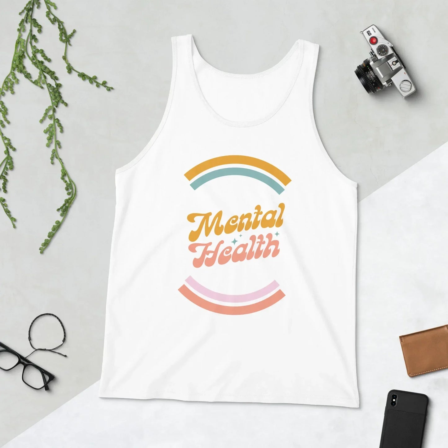 Shop our mental health retro unisex jersey tank featuring the Athletic Heather style option from MySisterIsASurvivor.