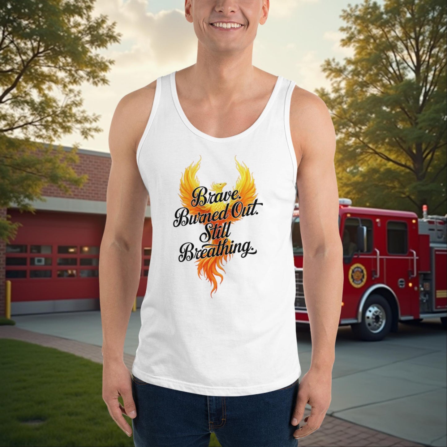 Brave. Burned Out. custom firefighter support shirt for mental health awareness