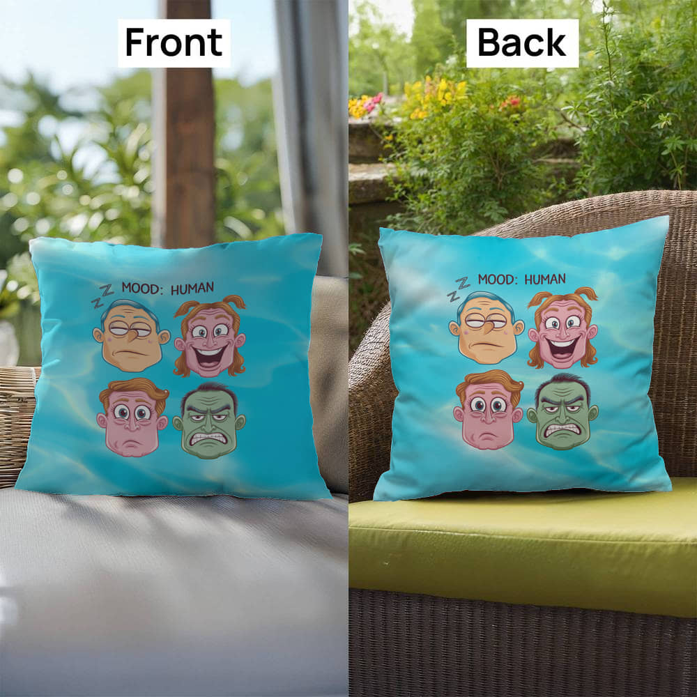Mood: Human Indoor/Outdoor Pillow, Custom Throw Cushion for Anxiety Relief & Self - Care, Mental Health Support - MySisterIsASurvivor