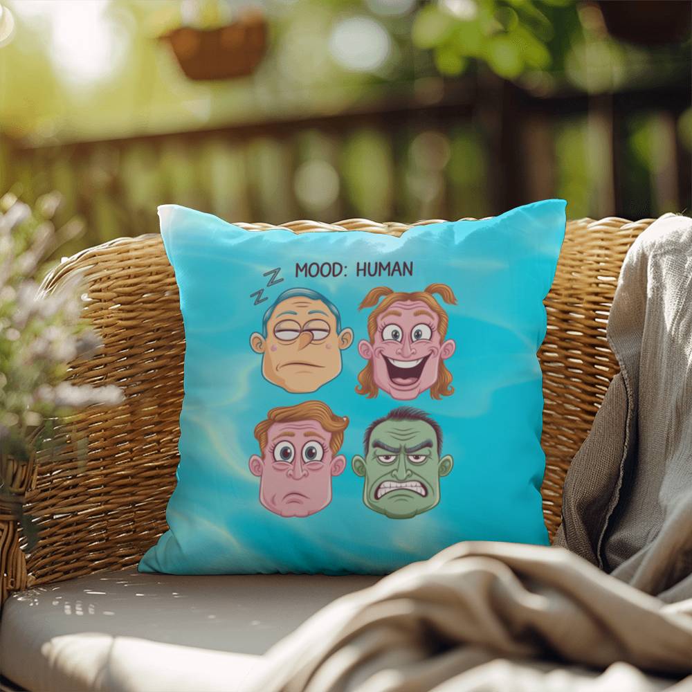 Mood: Human Indoor/Outdoor Pillow, Custom Throw Cushion for Anxiety Relief & Self - Care, Mental Health Support - MySisterIsASurvivor