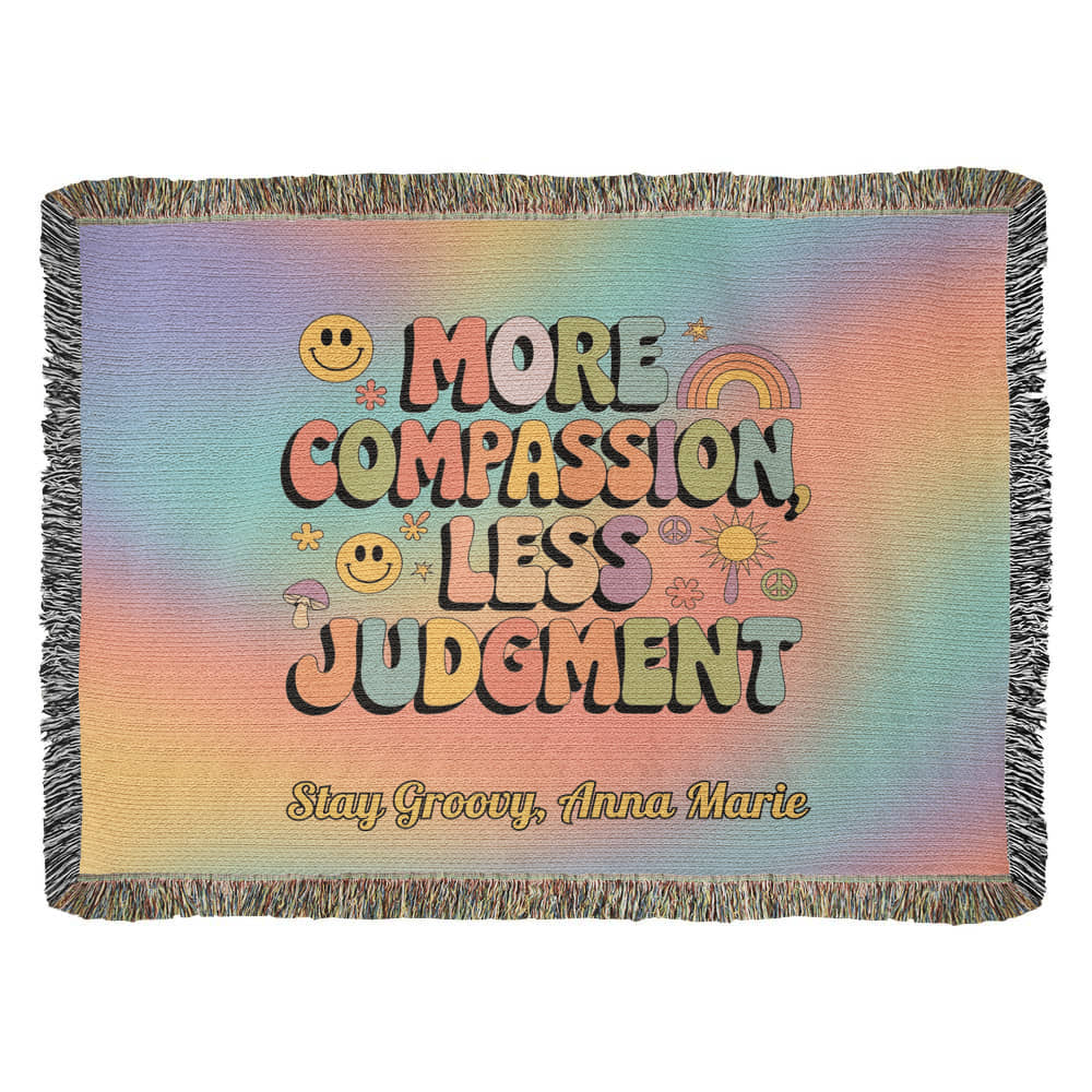 More Compassion Less Judgment Personalized Blanket - Healing Mental Health Throw - MySisterIsASurvivor