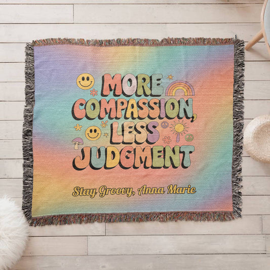 More Compassion Less Judgment Personalized Blanket - Healing Mental Health Throw - MySisterIsASurvivor